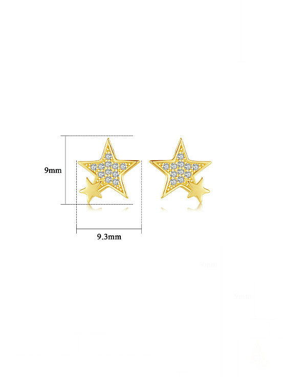 Minimalistischer Pentagramm-Ohrstecker aus 925er Sterlingsilber mit Zirkonia