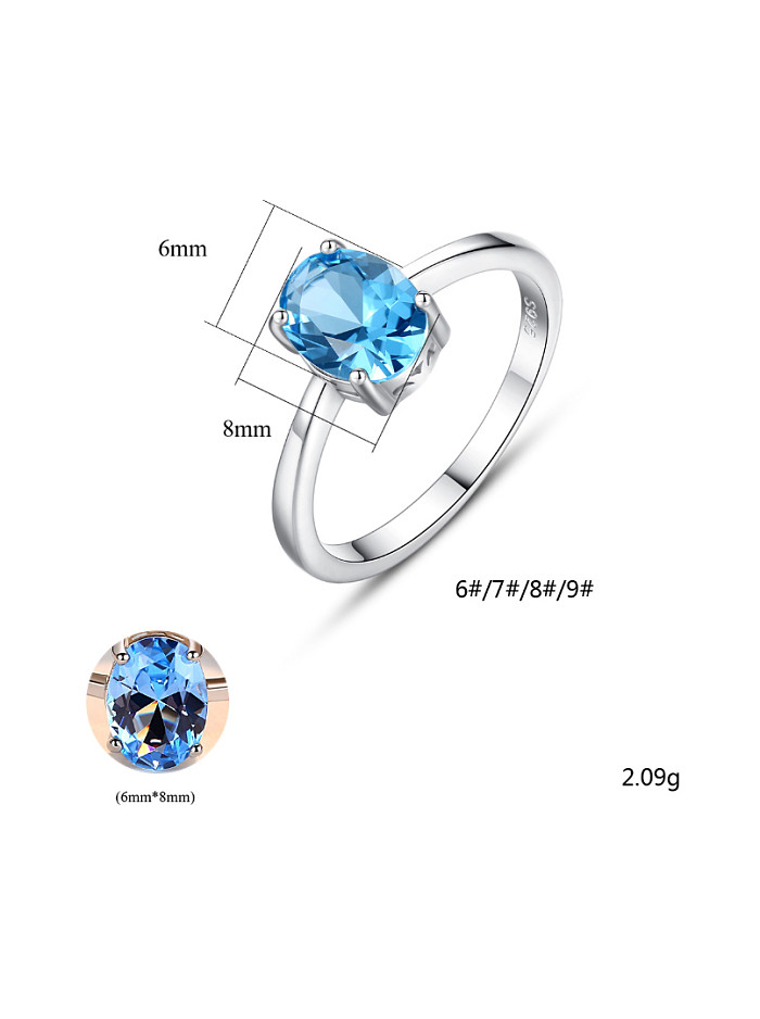 Sterling silver sky blue semi-precious stones minimalist ring