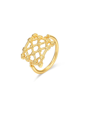 925 Sterling Silver With 18k Gold Plated Trendy Reticular Rings