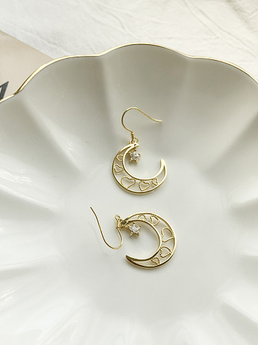 Boucles d'oreilles étoile de lune minimaliste en argent sterling