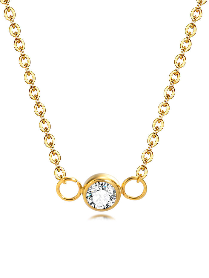 Titanium Steel Rhinestone Geometric Minimalist Necklace