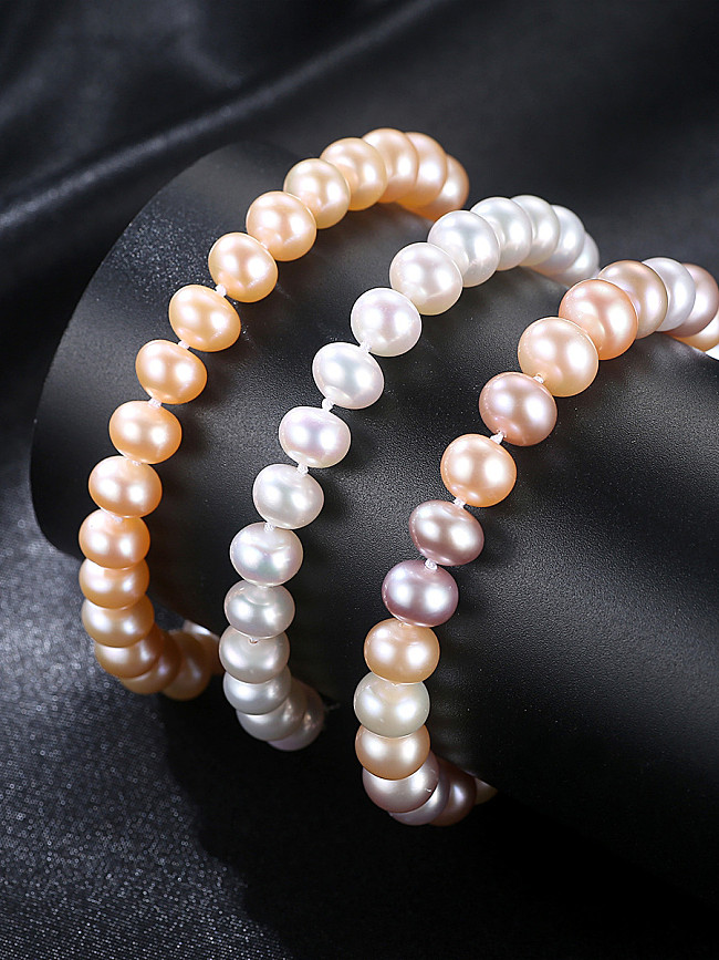 Pure silver 7-8mm natural freshwater pearl bracelet