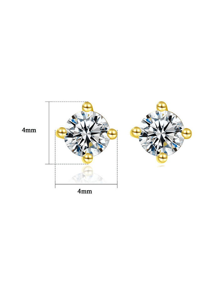 925 Sterling Silver Cubic Zirconia Geometric Minimalist Stud Earring