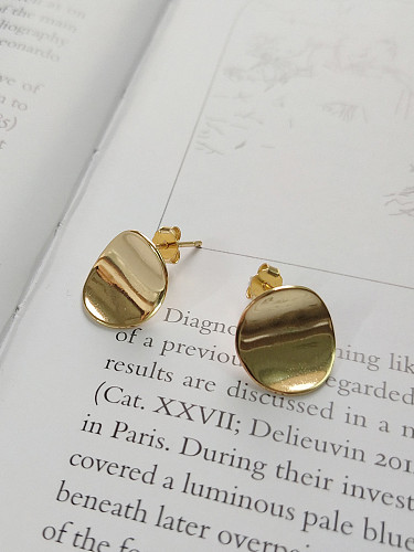 Boucles d'oreilles disque doré minimaliste en argent sterling
