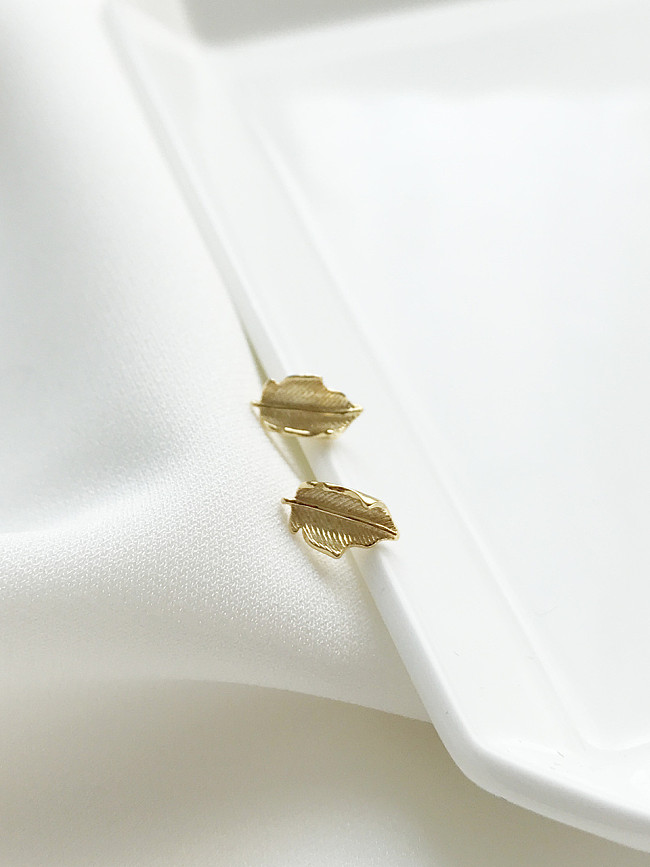 Sterling Silver Gold leaf Ear Studs