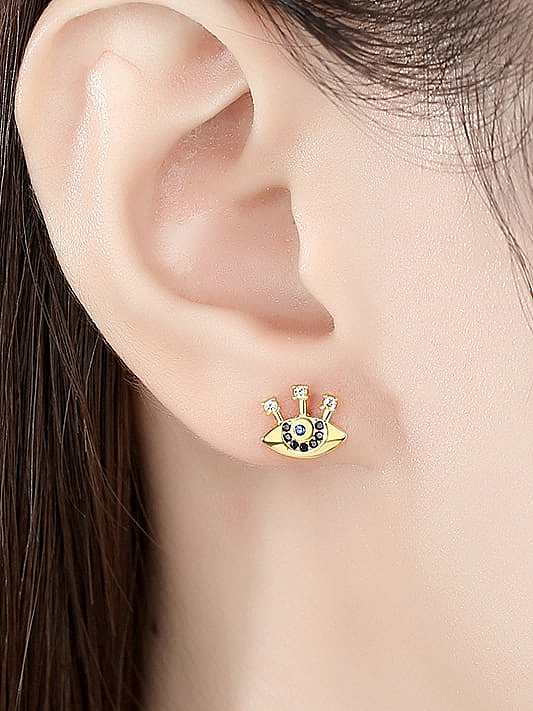 Boucles d'oreilles minimalistes en argent sterling 925 avec oxyde de zirconium et mauvais œil