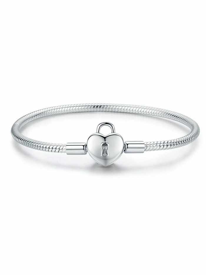 925 silver cute heart lock Chain Bracelet