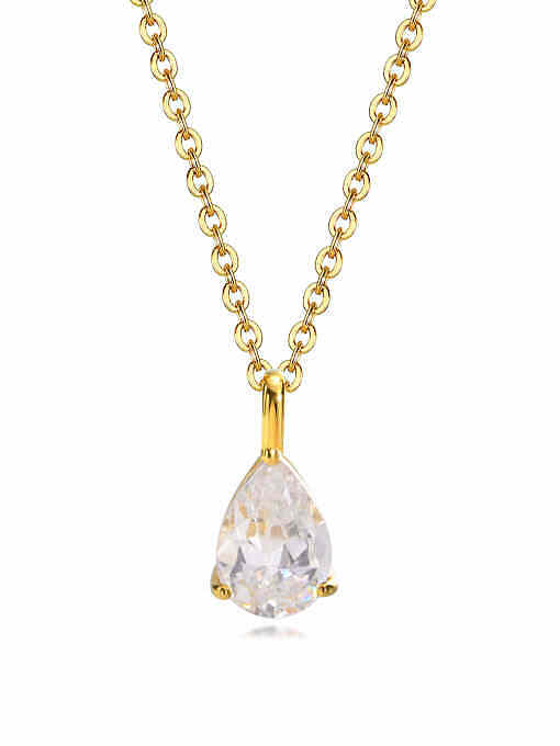 Stainless steel Cubic Zirconia Minimalist Water Drop Pendant