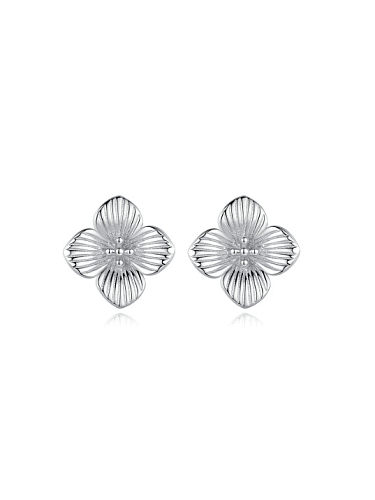 Boucles d'oreilles mignonnes en forme de fleur creuse en argent sterling 925