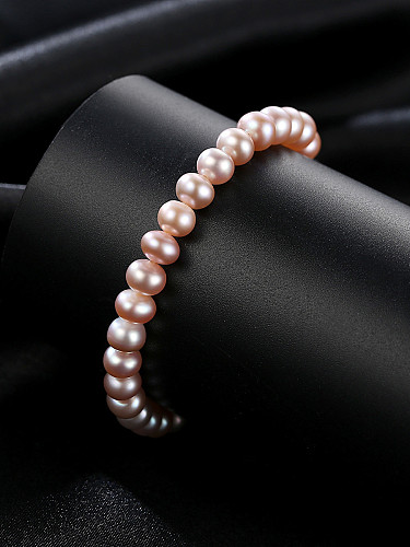 Bracelet en argent sterling avec perles d'eau douce oblates de 6 à 6.5 mm de lavande