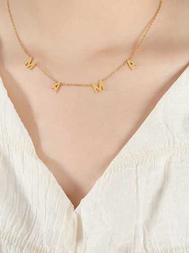 Collar de borla de tendencia de letra de acero de titanio