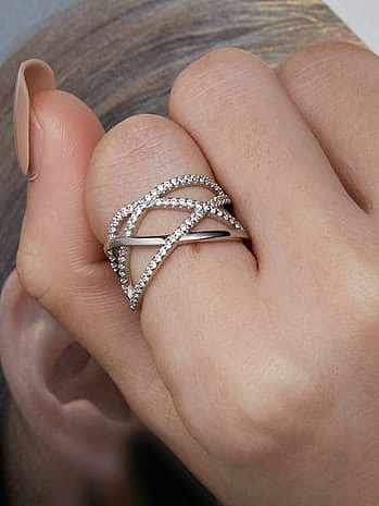 925 Sterling Silver Cubic Zirconia Geometric Classic Stackable Ring