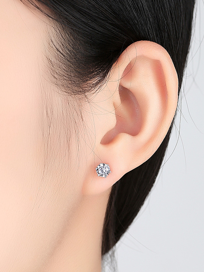 Sterling silver Hearts and Arrows zircon Stud Earrings