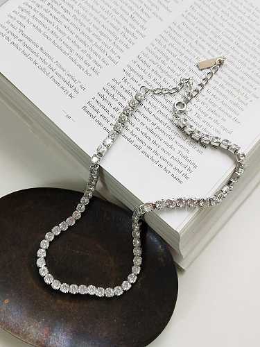 925 Sterling Silber Einfache quadratische Zirkonia Halskette