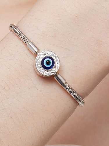 Bracelet à maillons minimalistes en argent sterling 925 avec zircon cubique Evil Eye