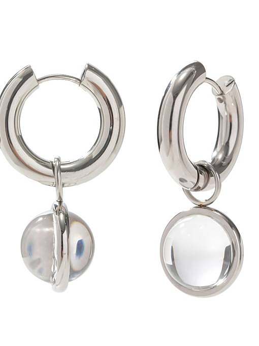 Zierliche Kugel-Ohrring- und Halsketten-Set aus Edelstahl-Glassteinen