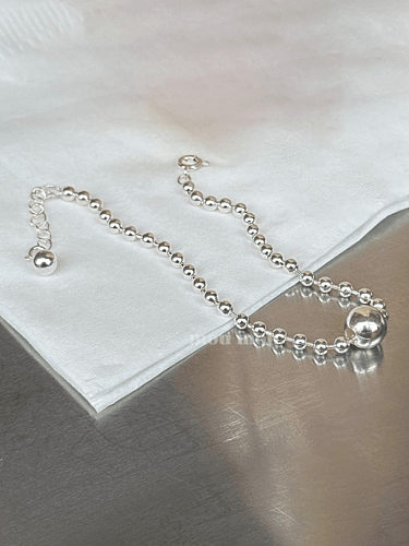 Unregelmäßiges minimalistisches Perlenarmband aus 925er Sterlingsilber