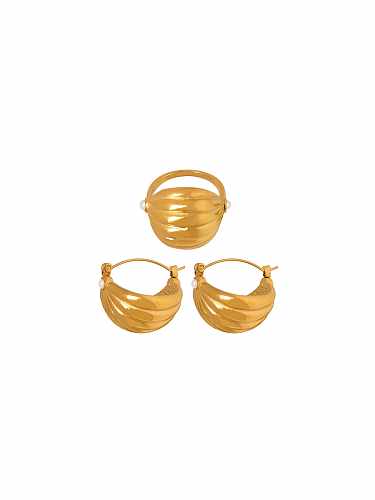 Trendige geometrische Ohrring-Ring-Sets aus Titanstahl