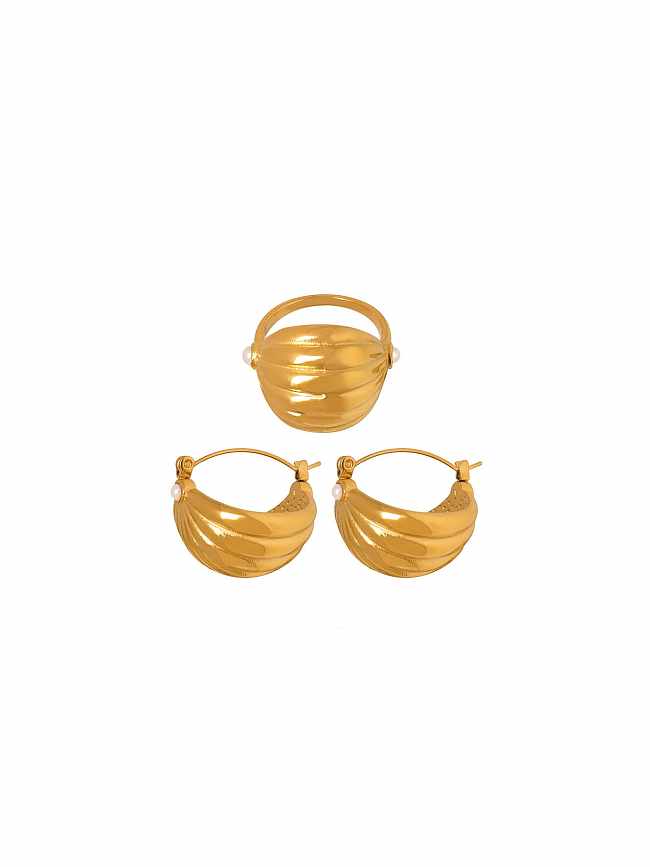 Trendige geometrische Ohrring-Ring-Sets aus Titanstahl