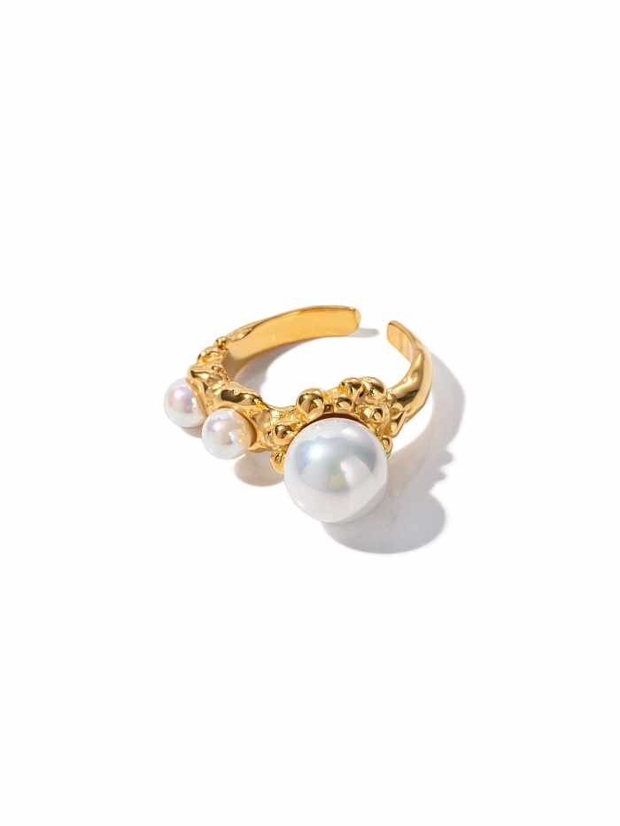 Stainless steel Freshwater Pearl Geometric Dainty Band Ring