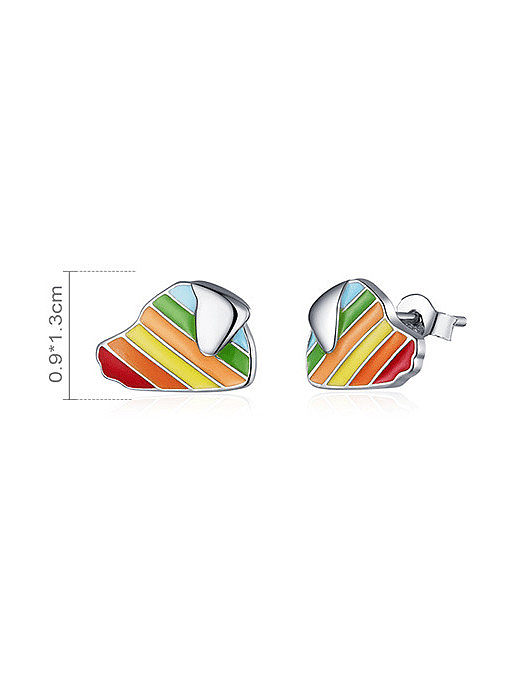 925 Sterling Silver Enamel Rainbow Fish Cute Stud Earring