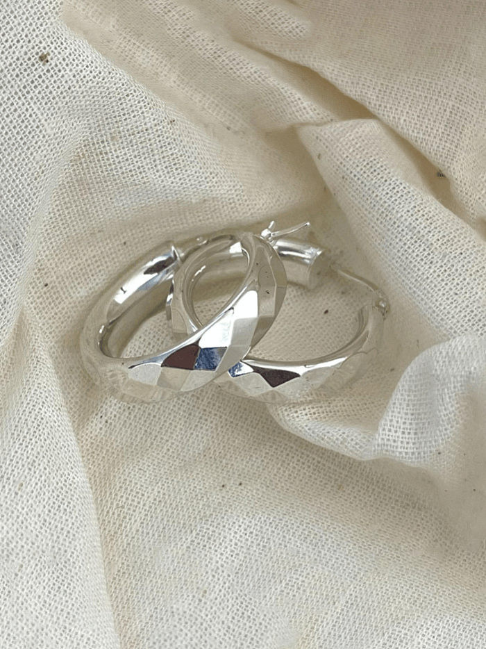 Brinco de argola minimalista geométrico prata esterlina 925