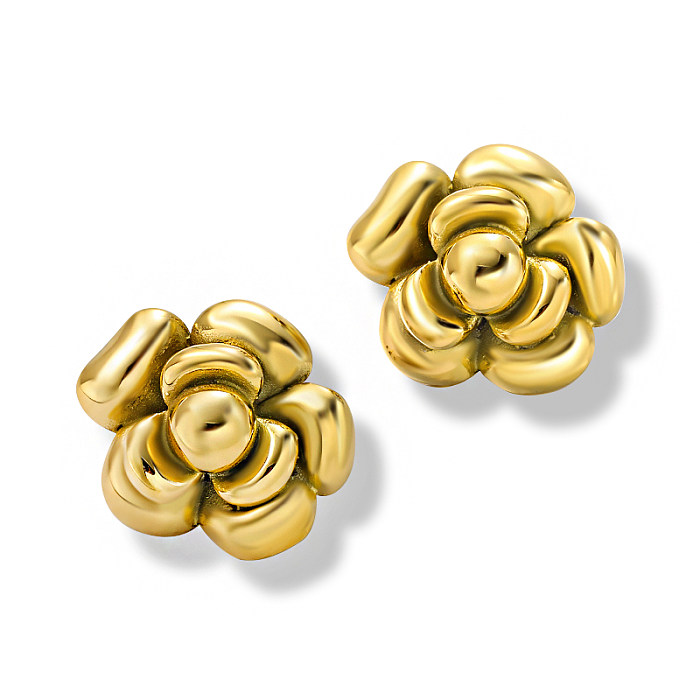 Rose Flower Stainless Steel Earrings