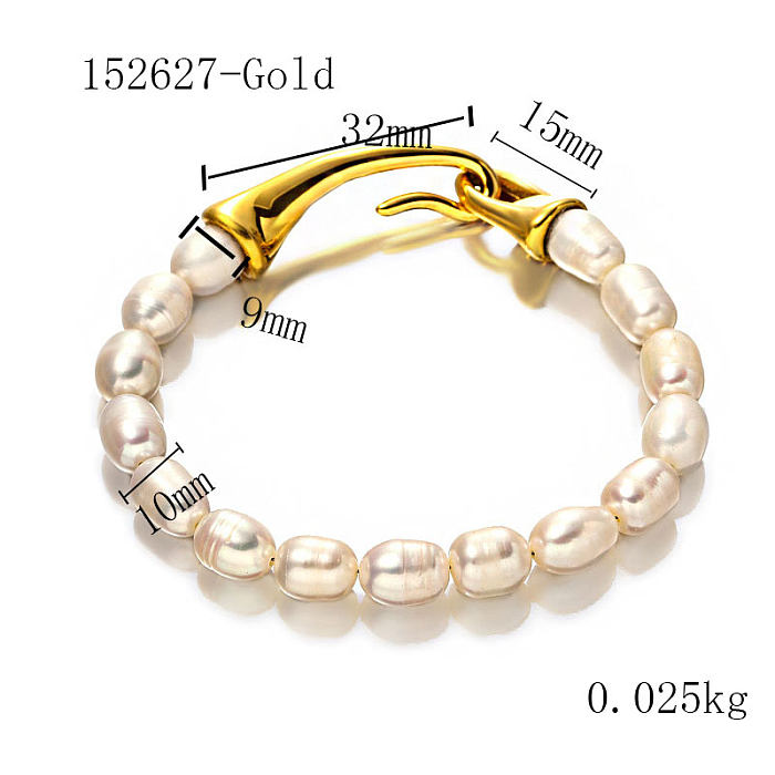 Bracelets en acier inoxydable avec perles d'eau douce