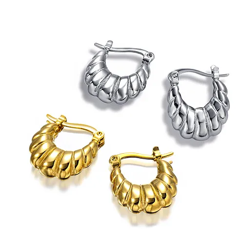 Texture Stainless Steel Clasp Earrings