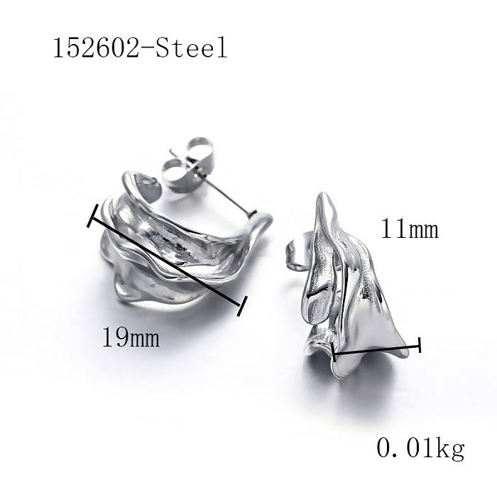 Texture Stainless Steel Liquid Metal Earrings