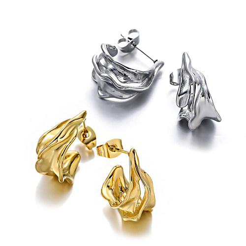 Texturierte Ohrringe aus Edelstahl mit flüssigem Metall