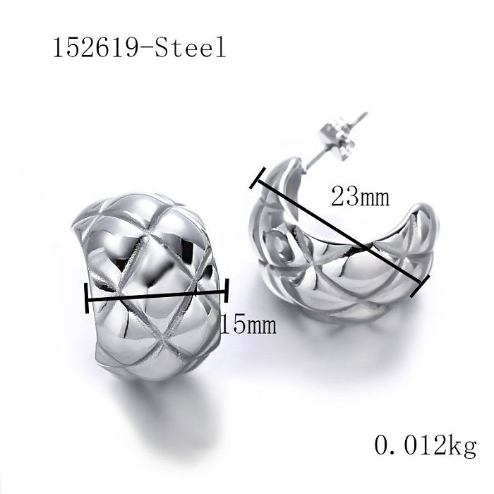 Texture Stainless Steel C Earrings