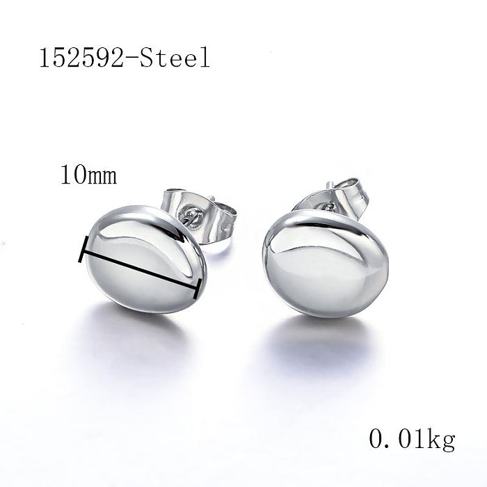 Simple Bean Geometric Stainless Steel Earrings