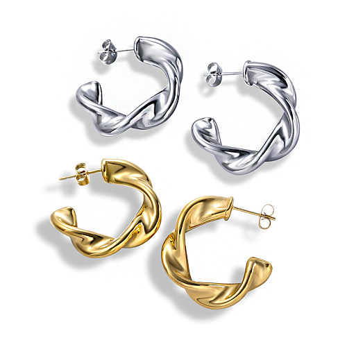 Twisted C Circle Stainless Steel Earrings