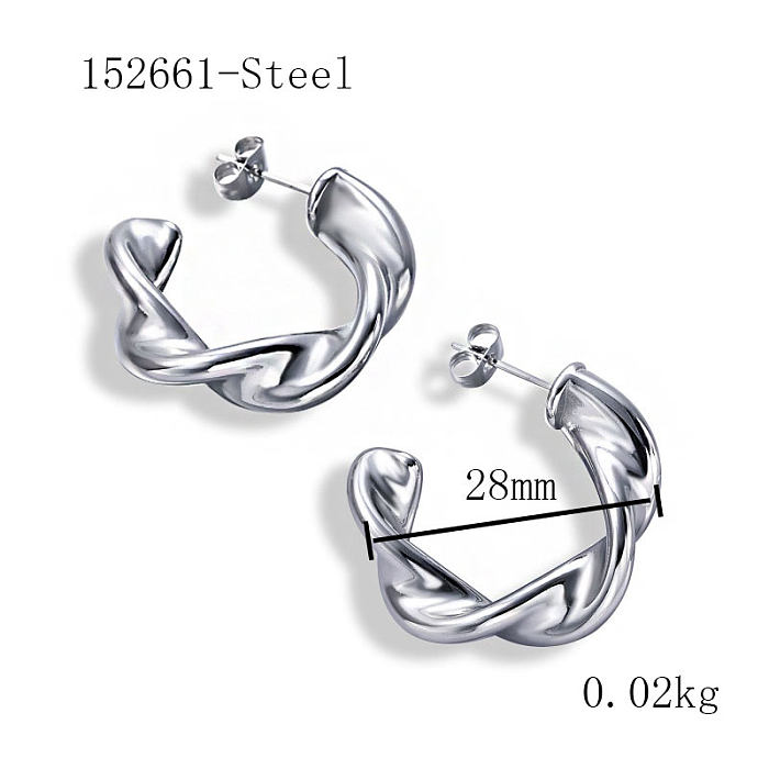 Twisted C Circle Stainless Steel Earrings