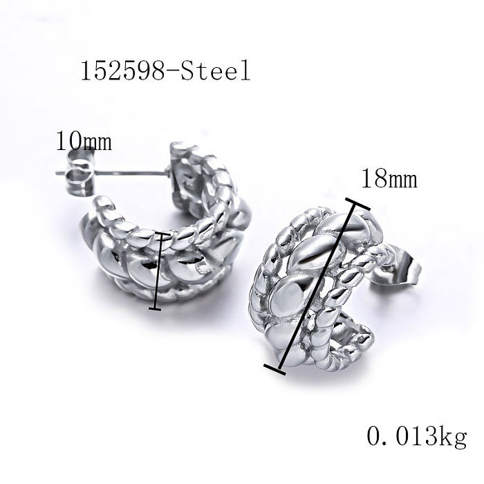 Braided Stainless Steel C Shape Earrings