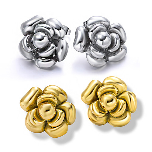 Rose Flower Stainless Steel Earrings