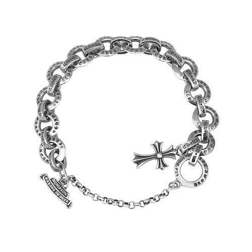 Wholesales 925 Silver Jewelry Heavy Circles Cross Bracelet