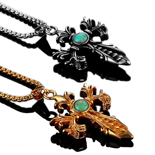 316l Stainless Steel Jewelry Men’s Turquoise Sword Pendant