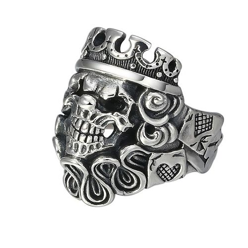 Wholesales Sterling Silver Jewelry Crown Skull Ring