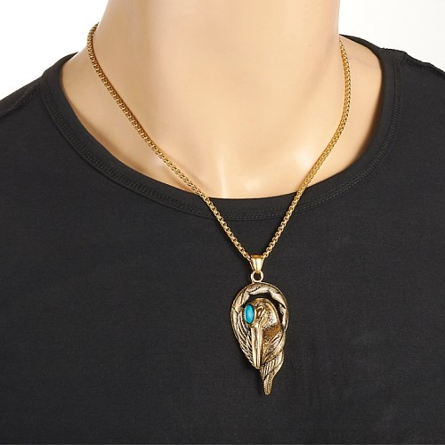 Stainless Steel Jewelry Wholesales Turquoise Cranes Pendant