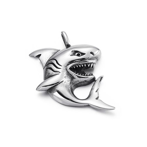 Titanium Steel Jewelry Hiphop Antique Shark Pendant