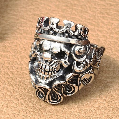 Wholesales Sterling Silver Jewelry Crown Skull Ring