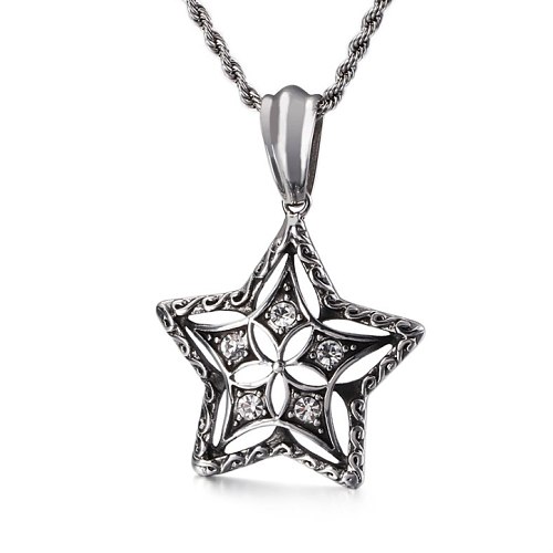 316l Stainless Steel Jewelry Wholesales Men’s CZ Star Pendant