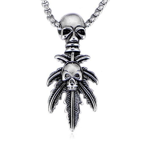 Men’s Skull Jewelry Stainless Steel Coconut Leaf Pendant