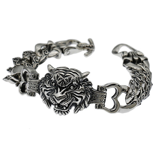 Wholesales 925 Silver Jewelry Heavy Tiger Charm Bracelet