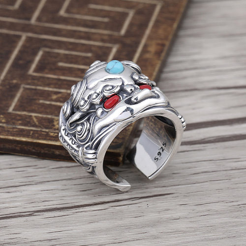 Wholesales Silver Jewelry Turquoise Dancing Lion Ring