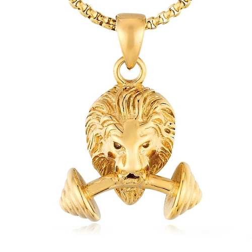 Jewelry Wholesales 316L Stainless Steel Lion Dumbbell Pendant