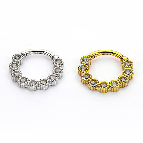 Streetwear Geometric Sterling Silver Plating Inlay Zircon Nose Ring