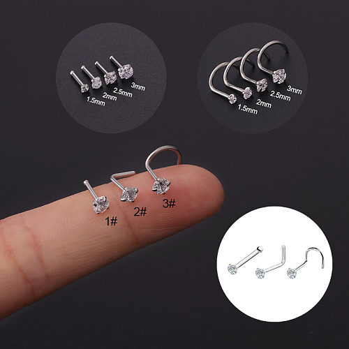 Fashion Geometric Stainless Steel Inlay Zircon Belly Ring 1 Piece